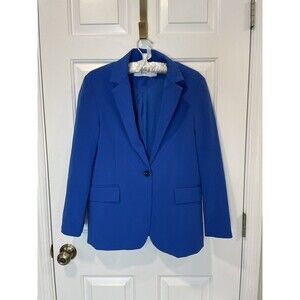 Bershka Blazer Womens XS Blue Notch Lapel Button Easter Spring Office Work